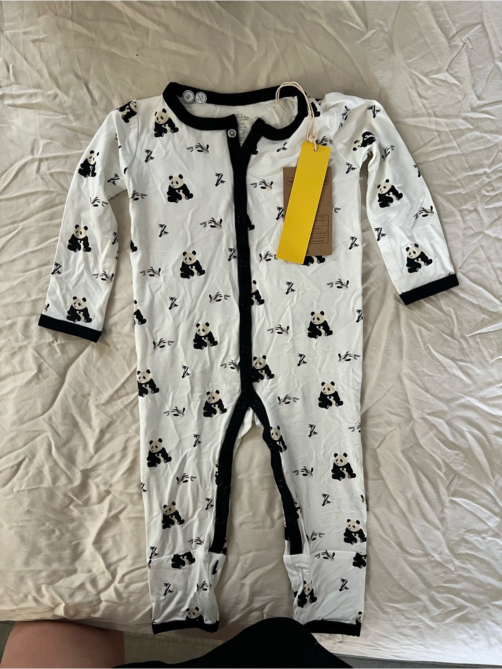 Kyte BABY White & Black Panda Print Footie
